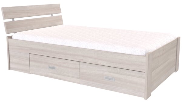 Zvýšené lůžko AMÉLIE Šířka 120 cm, Dub bělený, zapuštěné úchytky