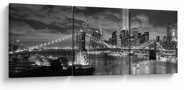 Obraz - Brooklynský most (s hodinami) (90x30 cm)