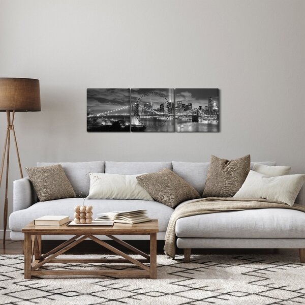 Obraz - Brooklynský most (s hodinami) (90x30 cm)
