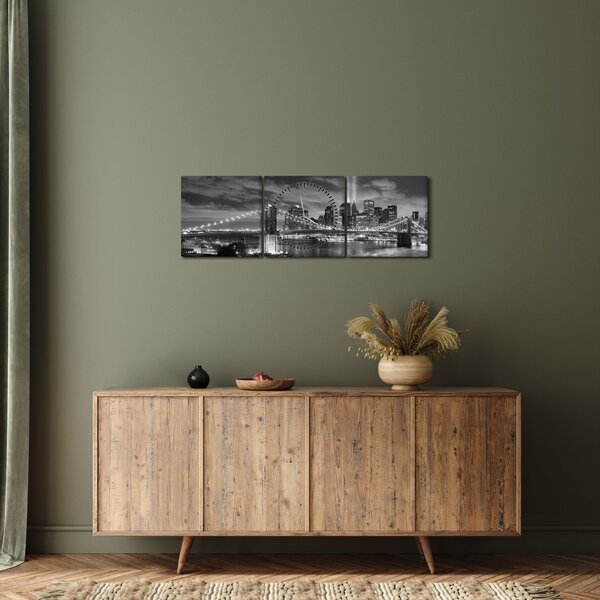 Obraz - Brooklynský most (s hodinami) (90x30 cm)