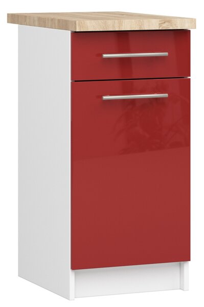 Dolní kuchyňská skříňka Ozara SZ40 SZ1 (bílá + červený lesk). 1071098