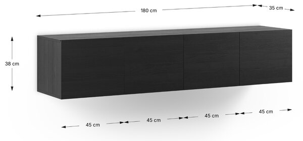 -25 % Dny MOMENTI– Marckeric Černý TV stolek Daroca 180 x 35 cm