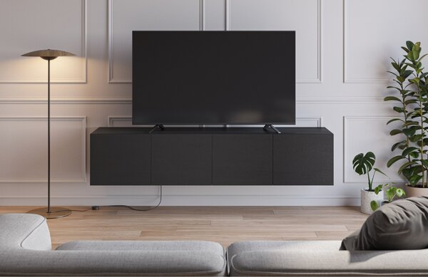 -25 % Dny MOMENTI– Marckeric Černý TV stolek Daroca 180 x 35 cm
