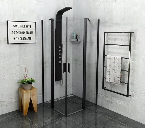 Sprchový kout ZOOM LINE BLACK čtvercový 900x900 mm, čiré sklo