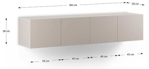 -25 % Dny MOMENTI– Marckeric Béžový lakovaný TV stolek Daroca 180 x 35 cm