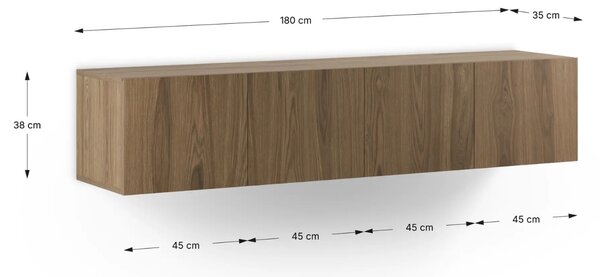 Marckeric Hnědý TV stolek Daroca 180 x 35 cm s dubovým dekorem