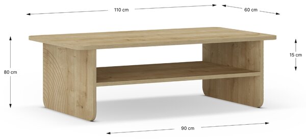 Marckeric Konferenční stolek Daira 110 x 60 cm s dubovým dekorem