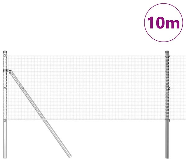 Zemní upevnění svařované drátěné ploty 10 x 0,4 m Stříbrná 3351555
