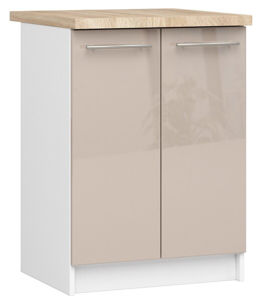 Dolní kuchyňská skříňka Ozara S60 2D (bílá + cappuccino lesk). 1071110