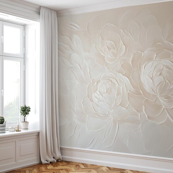 Fototapeta - Elegantní béžové květy (245x170 cm)