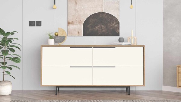 Skříňka Boho 3 (naturální + bílá). Akce -17%