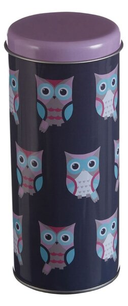 Kulatá cínová dóza Premier Housewares Happy Owls, Ø 8 x 18 cm