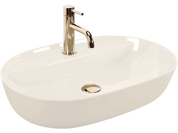 Rea Aura, umyvadlo na desku 610x410x130, ecru lesklá, REA-U4589
