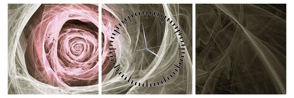 Obraz - Abstraktní růže světle růžová (s hodinami) (90x30 cm)