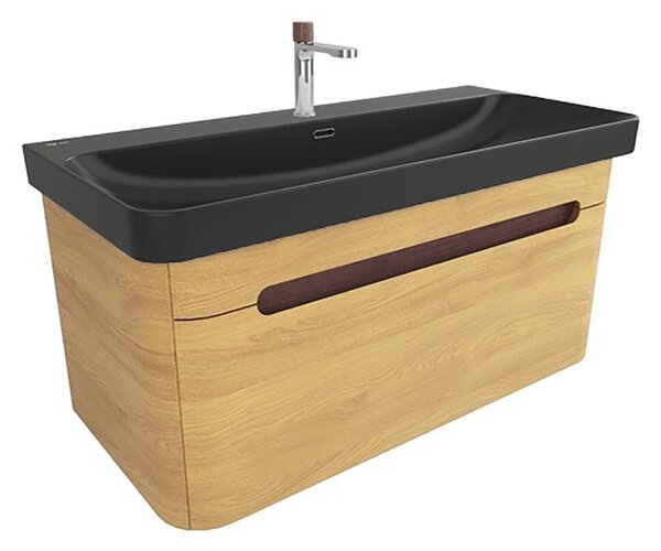 Koupelnová skříňka s umyvadlem SAT Fusion 97,5x43x45 cm dub medový mat SATFUSION100DMBKMB
