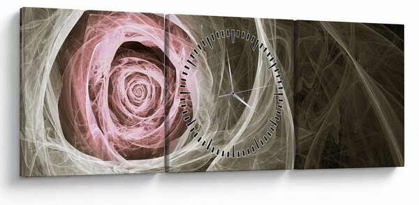Obraz - Abstraktní růže světle růžová (s hodinami) (90x30 cm)