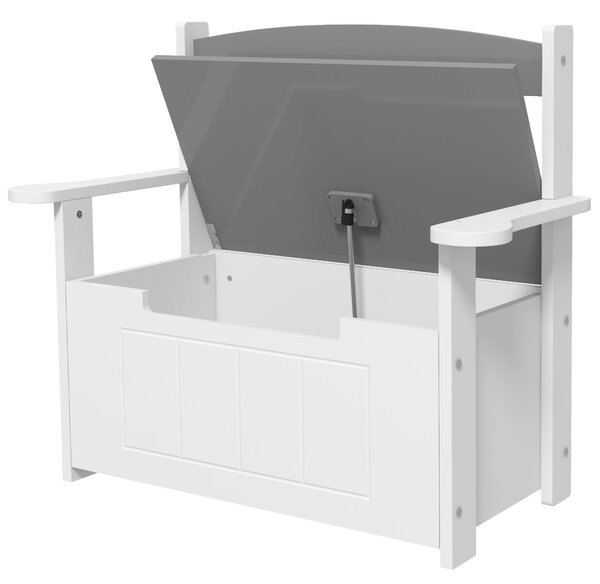 Dětský box na hračky AIYAPLAY 2v1 - úložná lavička se zádovým opěradlem a opěrkami na ruce - plynový píst 68,5L x 34Š x 58V cm Šedá | Aosom