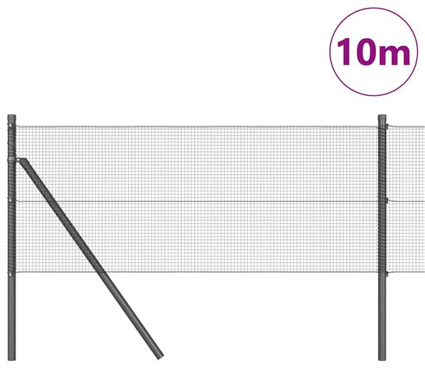 Zemní upevnění svařované drátěné ploty 10 x 0,5 m Šedá Síťovina 3351796