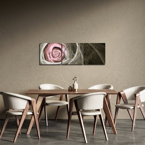 Obraz - Abstraktní růže světle růžová (s hodinami) (90x30 cm)