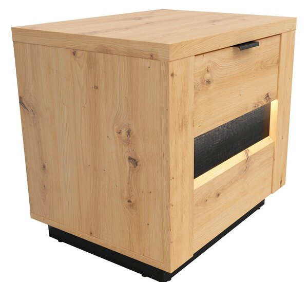 Noční stolek BRW Ostia KOM2S (dub artisan + dub černý)