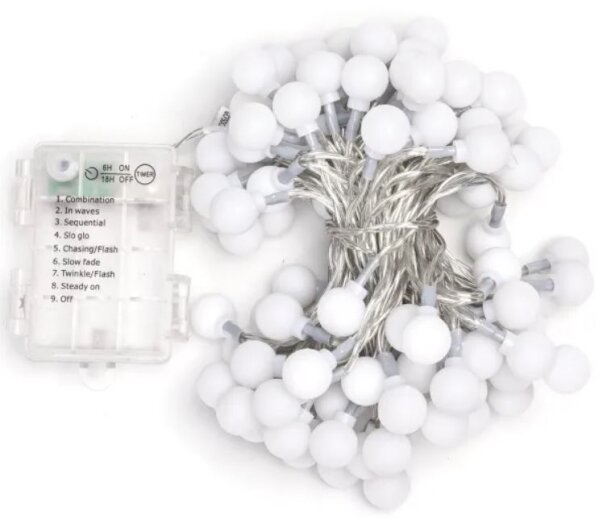 Aigostar - LED Venkovní řetěz 100xLED/3xAA/8 funkcí 10,3 m IP44 studená bílá