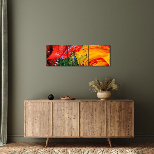 Obraz - Modrení abstrakce štětcem (s hodinami) (90x30 cm)