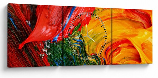 Obraz - Modrení abstrakce štětcem (s hodinami) (90x30 cm)