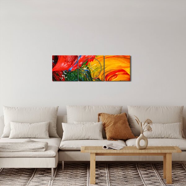 Obraz - Modrení abstrakce štětcem (s hodinami) (90x30 cm)