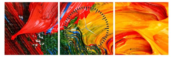 Obraz - Modrení abstrakce štětcem (s hodinami) (90x30 cm)
