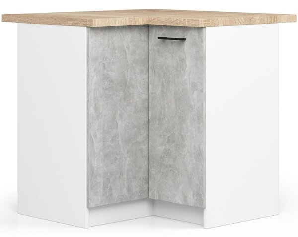 Rohová dolní kuchyňská skříňka Ozara S90 90 (bílá + beton). 1071148
