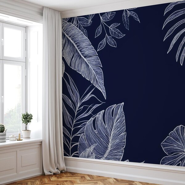 Fototapeta - Linie tropických listů (245x170 cm)