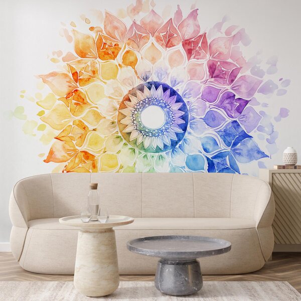 Fototapeta - Duhová mandala (245x170 cm)