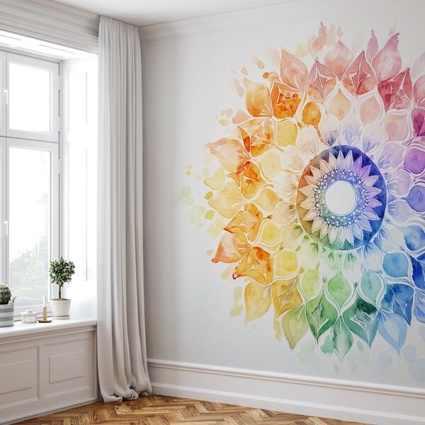 Fototapeta - Duhová mandala (245x170 cm)