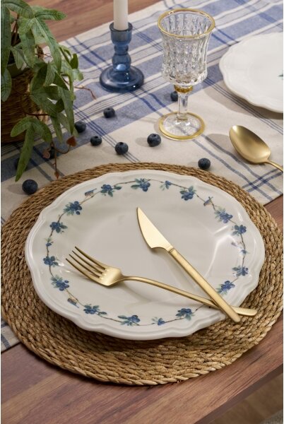 Jídelní sada 24 ks bílá/modrá/porcelán