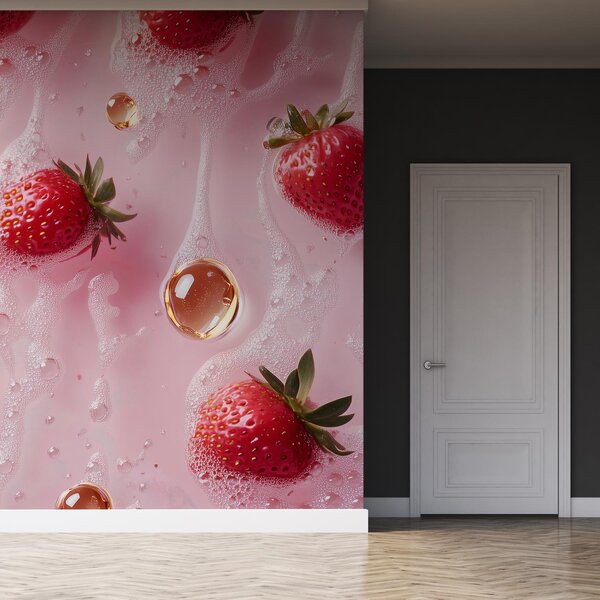 Fototapeta - Jahody v bublinách (245x170 cm)