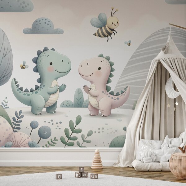 Fototapeta - Šťastní dinosauři (245x170 cm)