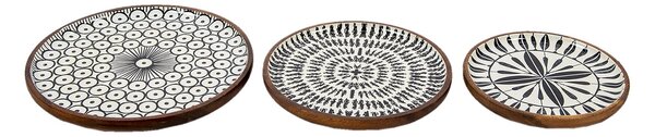 Set 3ks dřevěný dekorativní talíř s vrstvou Enamel - Ø 28*2 / Ø 23*2 / Ø 20*2 cm - Clayre & Eef