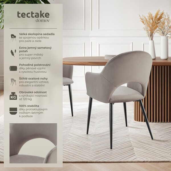 Tectake® Sachel křeslo v sametovém vzhledu, čalouněné 57 x 61,5 x 87,5 cm