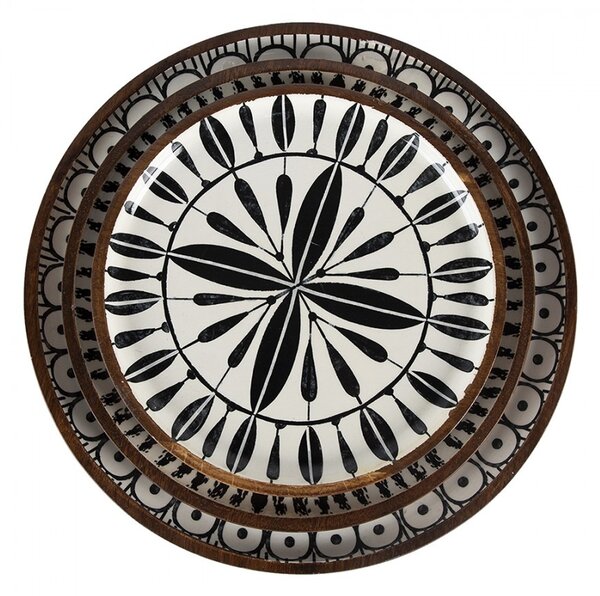 Set 3ks dřevěný dekorativní talíř s vrstvou Enamel - Ø 28*2 / Ø 23*2 / Ø 20*2 cm - Clayre & Eef