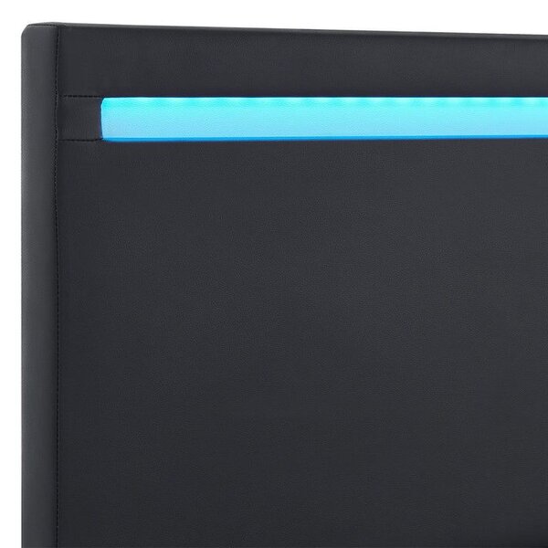 Moderní černá čalouněná postel 140x200 s LED a roštem
