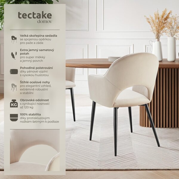 Tectake® Sachel křeslo v sametovém vzhledu, čalouněné 57 x 61,5 x 87,5 cm