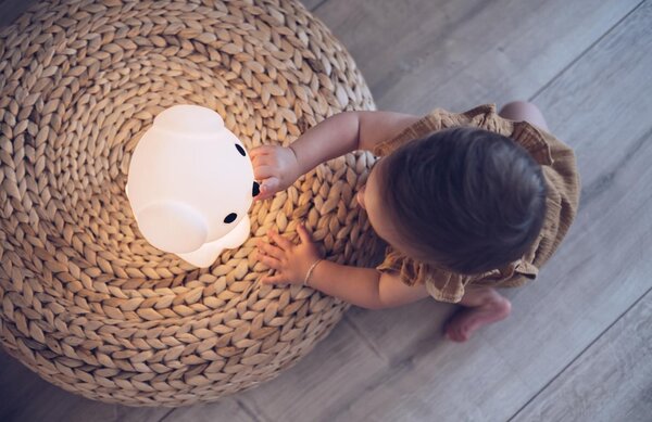 Bílá plastová dětská LED lampa Mr. Maria Snuffy 30 cm