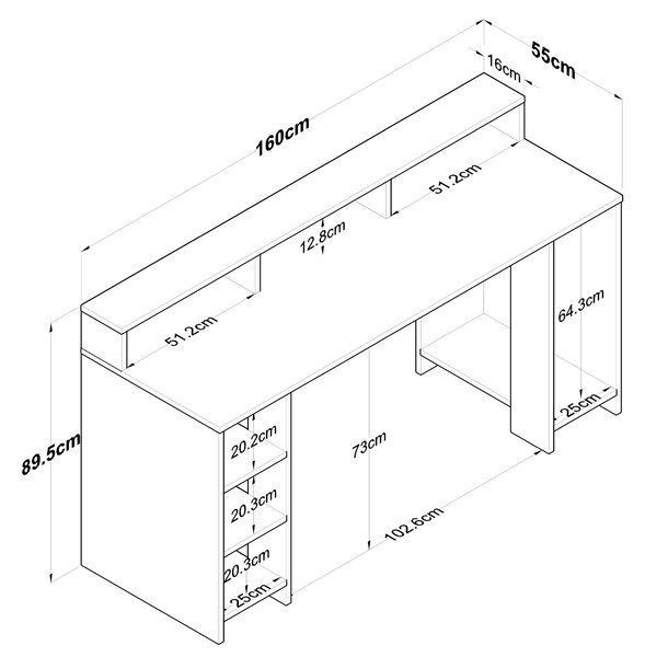 Kalune Design Psací stůl Kalipo 160 cm ořech/antracit