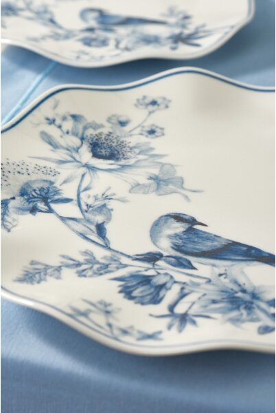Jídelní sada 24 ks bílá/modrá/porcelán