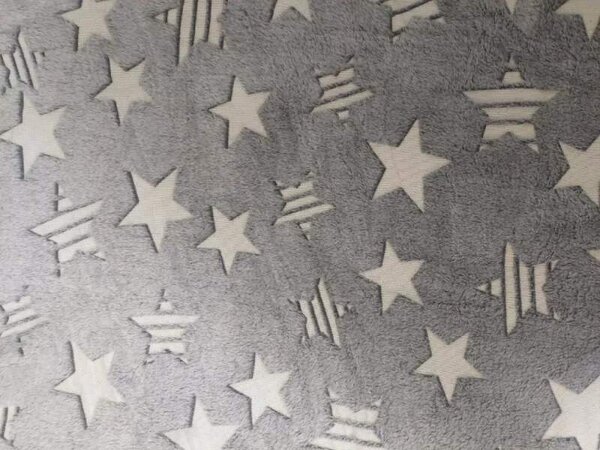 Dětská deka mikroplyš svítící ve tmě 100 x 150 cm - HVĚZDIČKY šedé