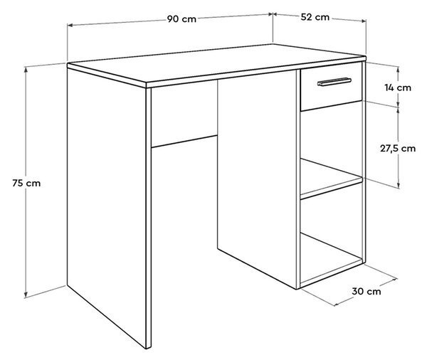 Kalune Design Psací stůl Cesma 90 cm bílý