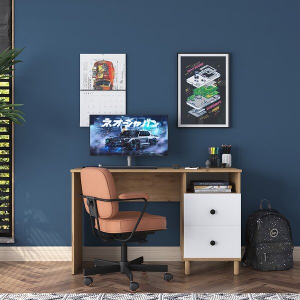 Kalune Design Psací stůl Hanis 120 cm ořech/bílý