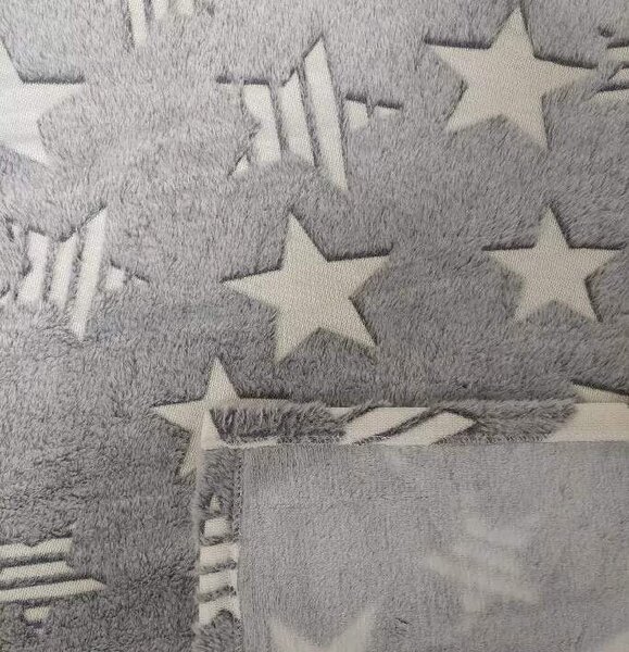Dětská deka mikroplyš svítící ve tmě 100 x 150 cm - HVĚZDIČKY šedé