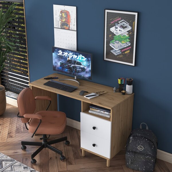 Kalune Design Psací stůl Hanis 120 cm ořech/bílý