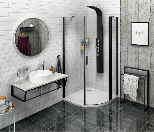 ZOOM LINE BLACK Čtvrtkruhový sprchový kout 900x900mm, čiré sklo, pravý